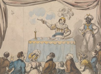 Conjurador com Pistola e Cartões de George Cruikshank