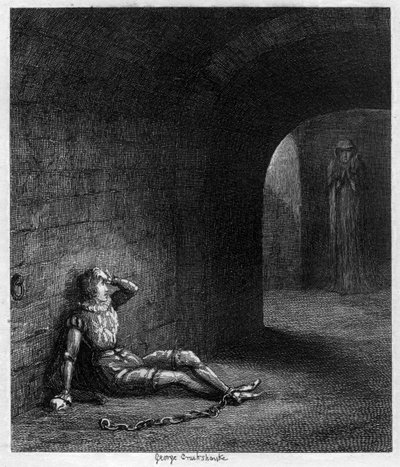 Cuthbert Cholmondeley surpreendeu-se com o aparecimento de uma figura misteriosa, 1840 de George Cruikshank