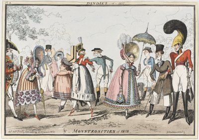 &39;Dandies of 1817 & Monstrosities of 1818&39;, 1818 (gravura colorida) de George Cruikshank