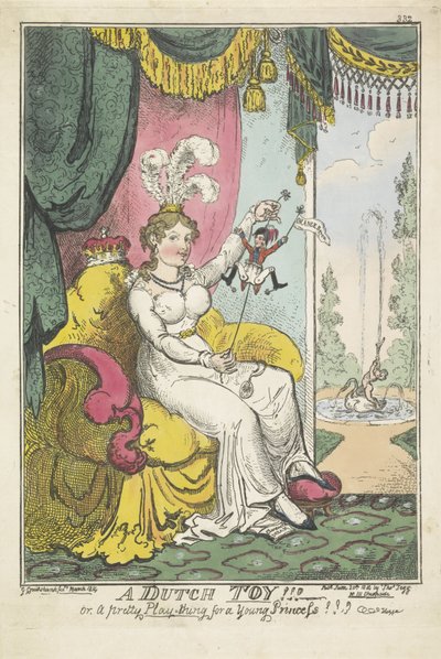 O Príncipe de Orange como um brinquedo para a princesa Charlotte, 1814 Um brinquedo holandês!!! - ou, um lindo brinquedo para uma jovem princesa !!! (título no objeto) de George Cruikshank