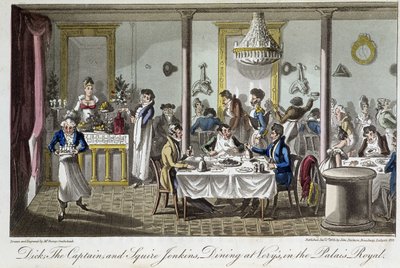 Jantar no Very, no Palais Royal - no "Life in Paris" de David Carey, Londres de George Cruikshank