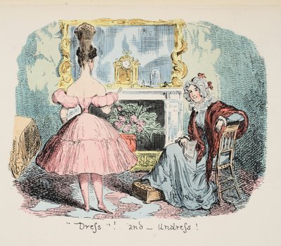 Vestir e despir, pub. 1832 (gravura colorida à mão) de George Cruikshank