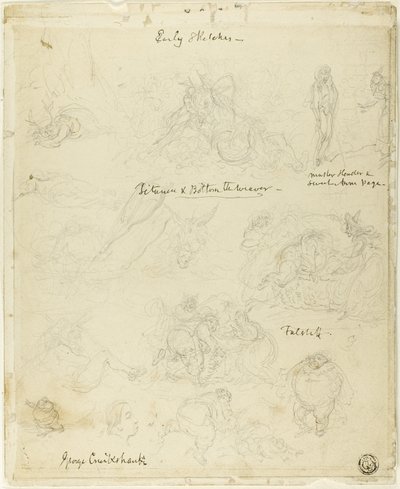 Esboços iniciais para Falstaff, Sonho de uma Noite de verão de George Cruikshank