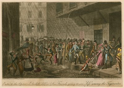 Entre para a ópera; ou, Dick Wildfire e seus amigos vão ver a Vida entre os Figurantes de George Cruikshank
