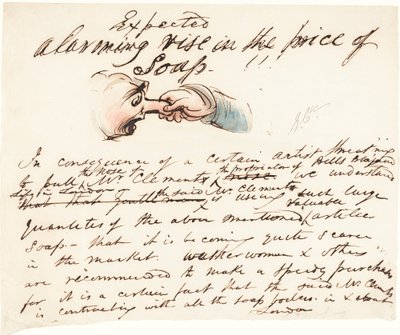 "Esperado - aumento alarmante no preço do sabão!" de George Cruikshank