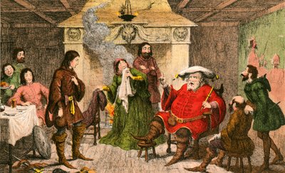 Falstaff encena a parte do rei de George Cruikshank