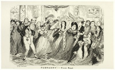 fevereiro - Primeira fuga das gravuras em aço de George Cruikshank para The Comic Almanacks: 1835-1853 de George Cruikshank