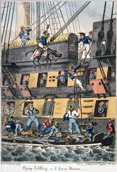 Artilharia voadora ou um cavalo marinho (gravura a cores) de George Cruikshank
