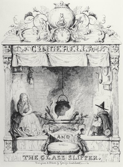 Frontispício de Cinderela e o sapatinho de cristal por Charles Perrault de George Cruikshank