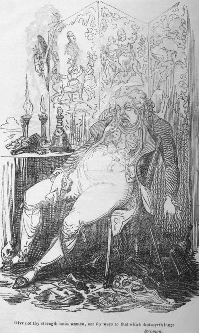 Não dêes tua força às mulheres, nem teus caminhos àquilo que destrói reis, c1820. de George Cruikshank
