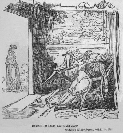 Ele cheirava - ó Senhor! Como ele cheirava !, c1820. de George Cruikshank