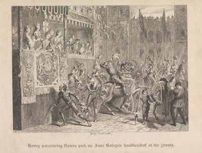 Henry percebe que Norris apanha o lenço de Ann Boleyn nas partidas de George Cruikshank