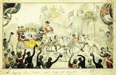Primeira entrada de Sua Majestade a Rainha Vitória em Brighton, 4 de outubro de 1837, 1837 de George Cruikshank