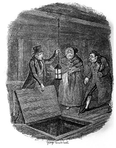 Ilustração para "Oliver Twist" (Olivier) de Charles Dickens (1812-1870), de George Cruikshank (1792-1878). de George Cruikshank