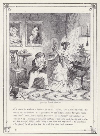 Ilustração para O Livro dos Solteiros, ou O Progresso do Sr. Lambkin (Gent) (gravura) de George Cruikshank