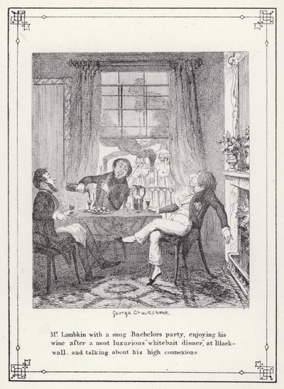 Ilustração para O Livro dos Solteiros, ou O Progresso do Sr. Lambkin (Gent) (gravura) de George Cruikshank