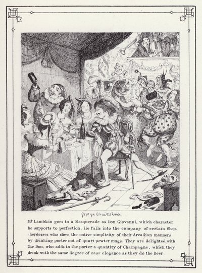 Ilustração para O Livro dos Solteiros, ou O Progresso do Sr. Lambkin (Gent) (gravura) de George Cruikshank