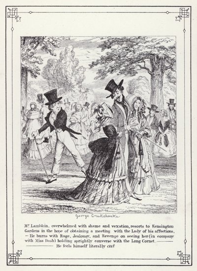 Ilustração para O Livro dos Solteiros, ou O Progresso do Sr. Lambkin (Gent) (gravura) de George Cruikshank
