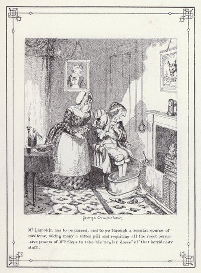 Ilustração para O Livro dos Solteiros, ou O Progresso do Sr. Lambkin (Gent) (gravura) de George Cruikshank