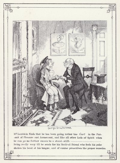 Ilustração para O Livro dos Solteiros, ou O Progresso do Sr. Lambkin (Gent) (gravura) de George Cruikshank