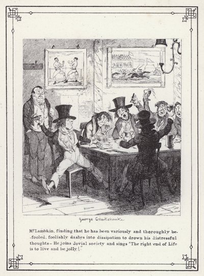 Ilustração para O Livro dos Solteiros, ou O Progresso do Sr. Lambkin (Gent) (gravura) de George Cruikshank