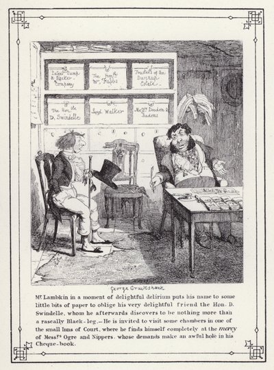 Ilustração para O Livro dos Solteiros, ou O Progresso do Sr. Lambkin (Gent) (gravura) de George Cruikshank