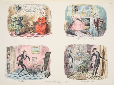 Ilustração de toda a arte do vestido ou a estrada para elegância e moda, pub. 1832 (gravura colorida à mão) de George Cruikshank