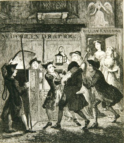 Jack Sheppard enganando Shotbolt the Gaoler, ilustração de 