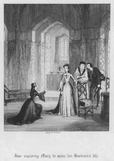 Jane implorando a Maria que poupe a vida do marido (gravura) de George Cruikshank