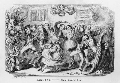 Janeiro, Véspera de Ano Novo (gravação) de George Cruikshank