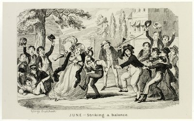 junho - Equilíbrio entre as gravuras em aço de George Cruikshank e os Almanaques Cómicos: 1835-1853 de George Cruikshank