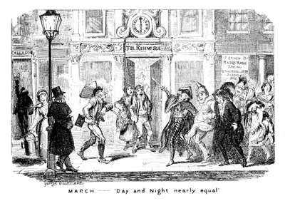 Março - Dia e Noite quase iguais, século XIX. de George Cruikshank