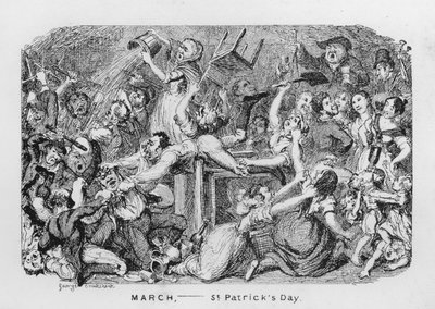 Março, Dia de St Patricks (gravura) de George Cruikshank