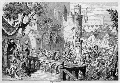 Máscara no jardim do palácio da Torre de Londres, 1840. de George Cruikshank