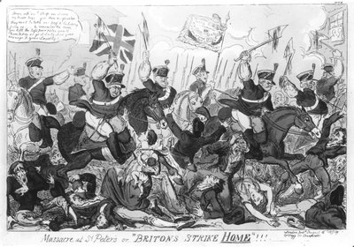 Massacre em St. Peter&39;s, ou &39;Britons Strike Home&39; !!!, pub. por Thomas Tegg, 1819 de George Cruikshank