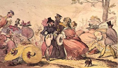 Monstruosidades de 1825 e 1826. (Desenho animado satírico de 19 c. English Fashions) de George Cruikshank