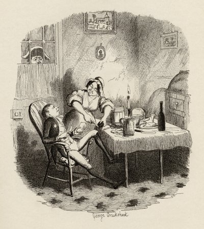 Sr. Claypole como ele apareceu quando seu mestre estava fora, de "The Adventures of Oliver Twist", de Charles Dickens (1812-1870), 1838, publicado por Chapman und Hall, 1901 de George Cruikshank