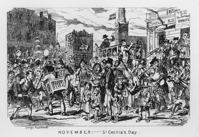 Novembro, Dia de Santa Cecilias (gravura) de George Cruikshank