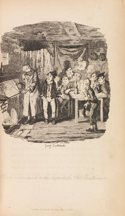 Oliver Twist ou, o progresso do menino da paróquia por Charles Dickens. Primeira edição, 1838. de George Cruikshank