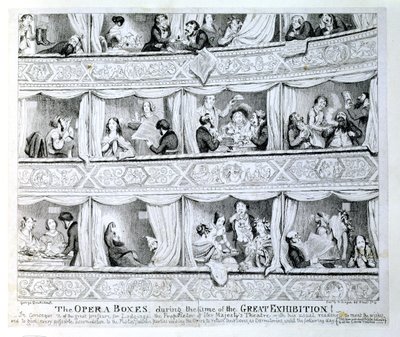 Caixas de Ópera durante o tempo da Grande Exposição, c.1851 de George Cruikshank