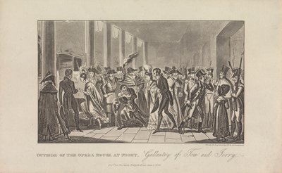 Fora da Casa de Ópera à Noite de George Cruikshank