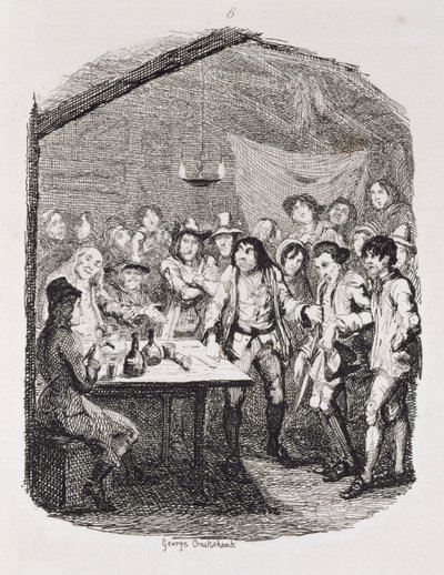 Faux Pas de Partridge com o cigano, de "Tom Jones, a história de um foundling", gravado pelo artista, ilustração de "os trabalhos de Henry Fielding", bar. por Henry G. Bohn, 1853 de George Cruikshank