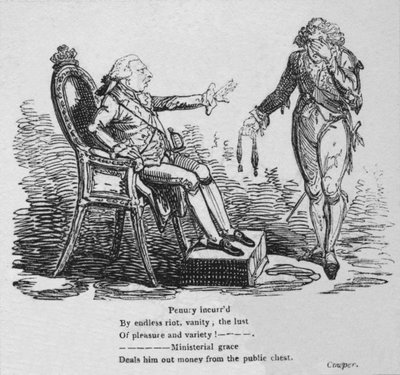Penúria causada por tumultos sem fim, vaidade, luxúria de prazer e variedade !, c1820 de George Cruikshank