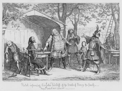 Pistola informando Sir John Falstaff da morte de Henry o quarto de George Cruikshank
