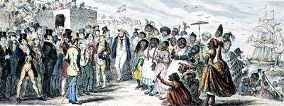 Efeitos Prováveis da Emigração Feminina emoldurada por cor da mão de George Cruikshank