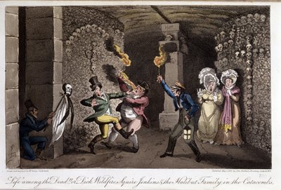 Promenade dans les catacombes - in "Life in Paris" de David Carey, doente. de Georges Cruikshank, ed. Faiburn, Londres de George Cruikshank