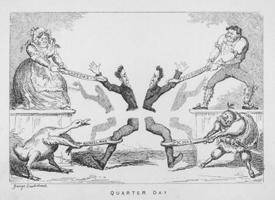 Quarter Day, Ladyday, Midsummer, Michaelmas, Xmas de George Cruikshank