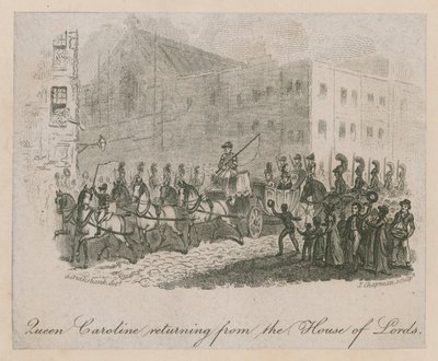 Rainha Caroline voltando da Câmara dos Lordes de George Cruikshank