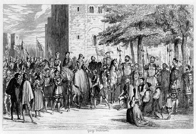 Rainha Maria recebendo os prisioneiros na Torre Verde, 1553 1840 de George Cruikshank