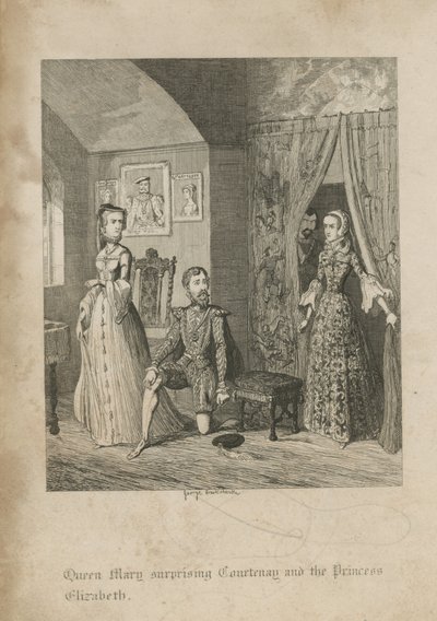 Rainha Mary surpreendente Courtenay e princesa Elizabeth de George Cruikshank